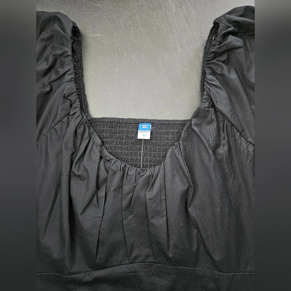 NWT - Waist-Defined Cotton Black Puff Sleeve Old Navy Top - Size Tall XXL